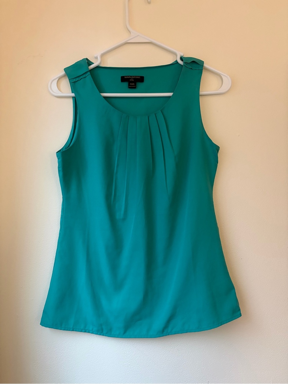 Banana Republic Sleeveless Pleat-Front Tank Top - Teal Green